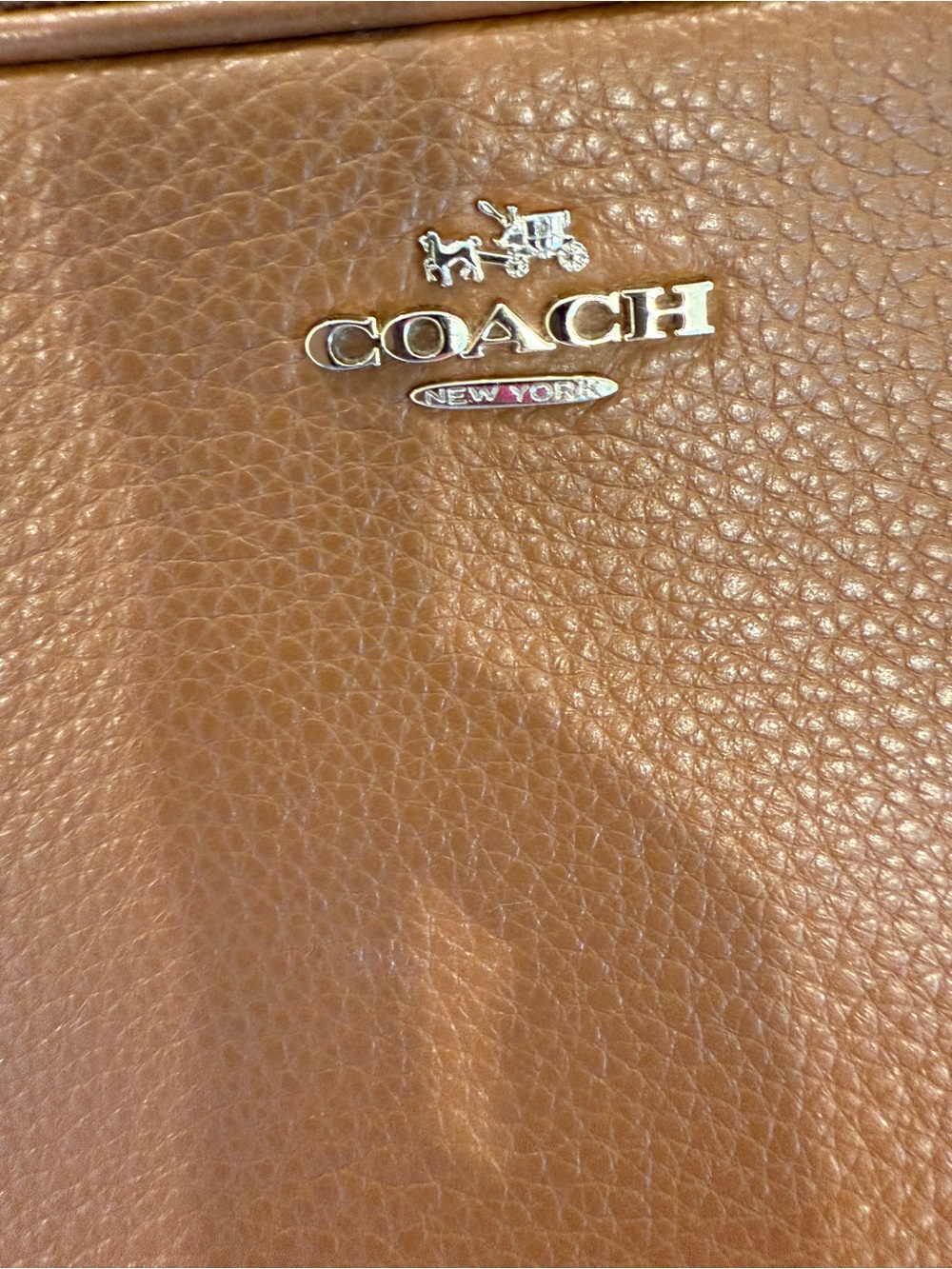 Coach Pebbled Leather Crossbody in Cognac Brown/Gold Hardware - Picture 2 of 5